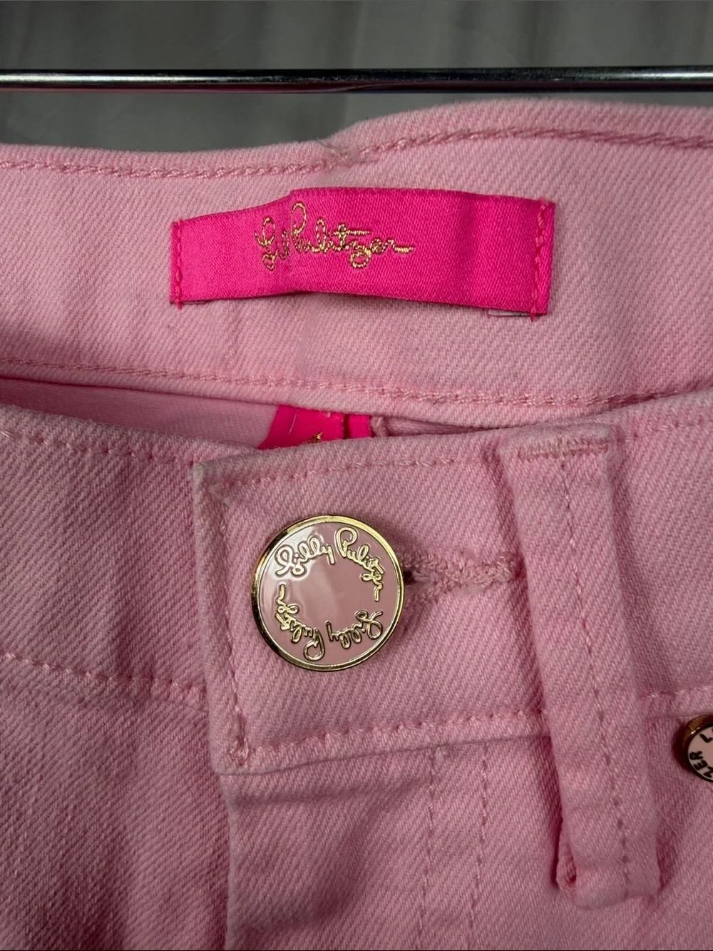 Lilly Pulitzer South‎ Ocean Crop Pink Tropics with Gold Metallic Dot.
